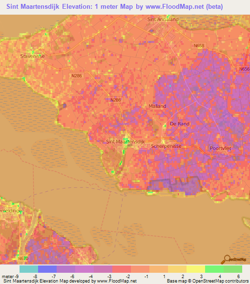 Sint Maartensdijk,Netherlands Elevation Map