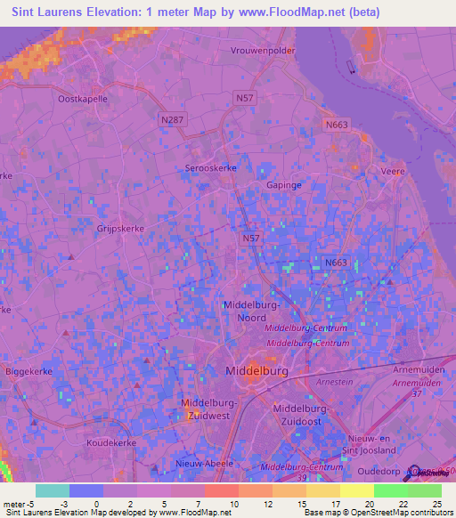 Sint Laurens,Netherlands Elevation Map