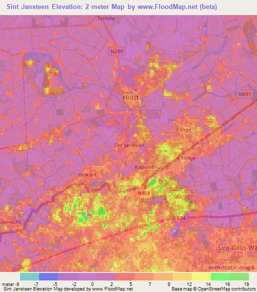 Sint Jansteen,Netherlands Elevation Map