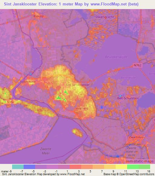 Sint Jansklooster,Netherlands Elevation Map