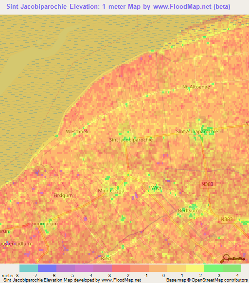 Sint Jacobiparochie,Netherlands Elevation Map