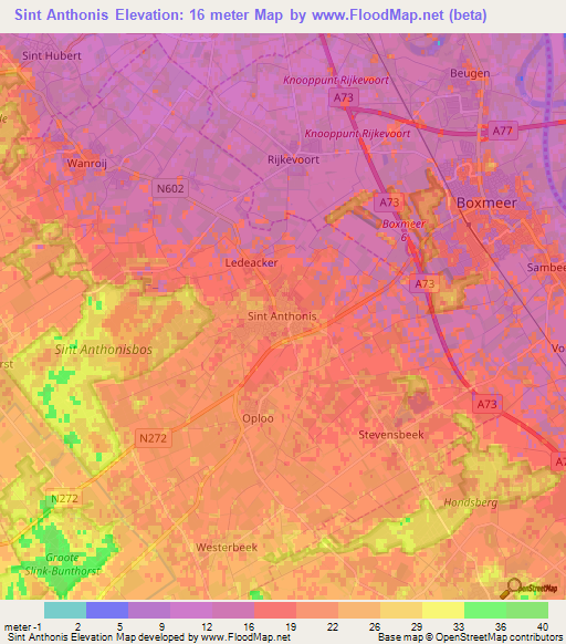 Sint Anthonis,Netherlands Elevation Map