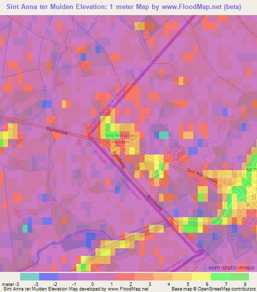 Sint Anna ter Muiden,Netherlands Elevation Map