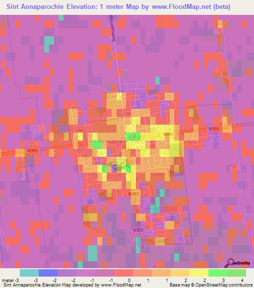 Sint Annaparochie,Netherlands Elevation Map