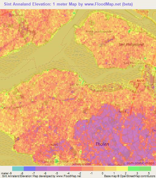 Sint Annaland,Netherlands Elevation Map