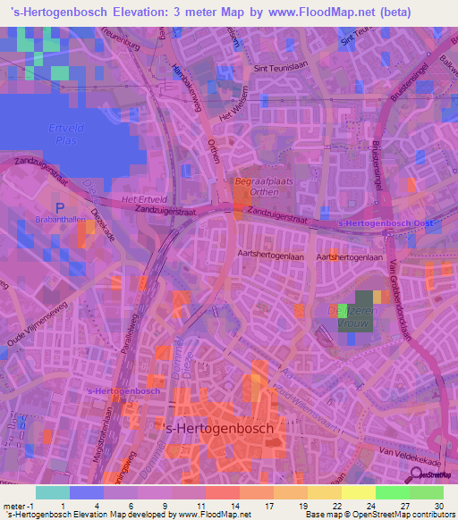 's-Hertogenbosch,Netherlands Elevation Map