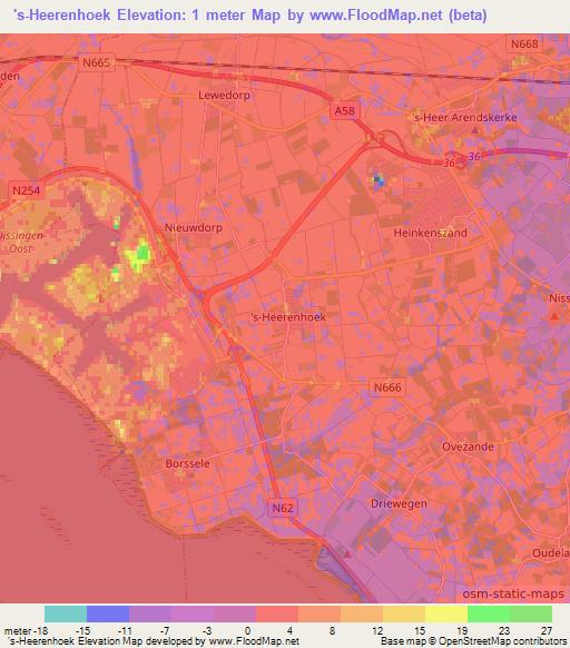 's-Heerenhoek,Netherlands Elevation Map