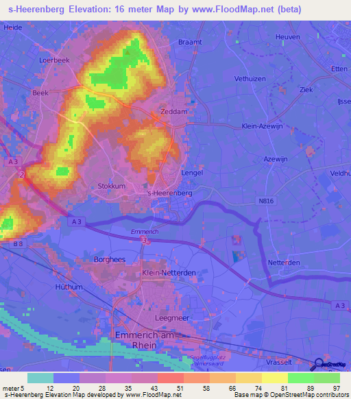 s-Heerenberg,Netherlands Elevation Map