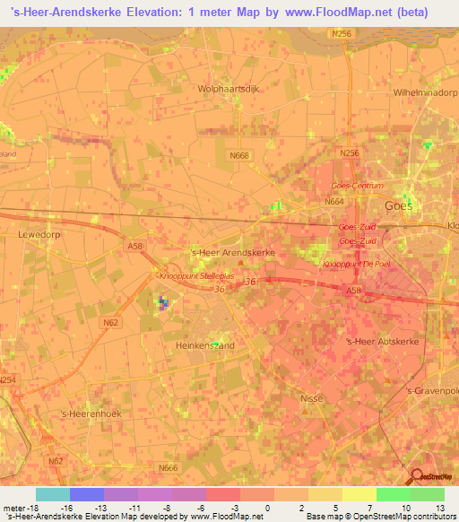 's-Heer-Arendskerke,Netherlands Elevation Map