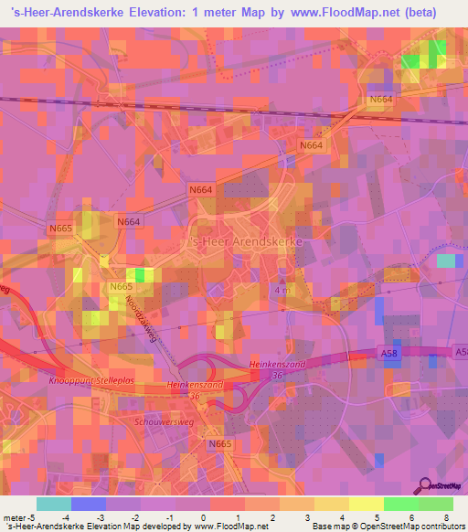 's-Heer-Arendskerke,Netherlands Elevation Map