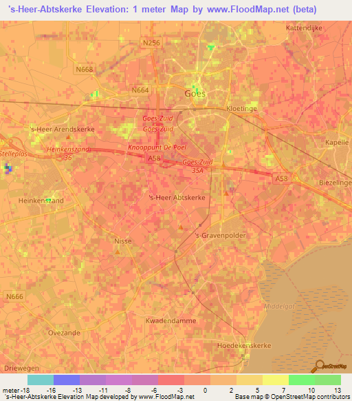 's-Heer-Abtskerke,Netherlands Elevation Map