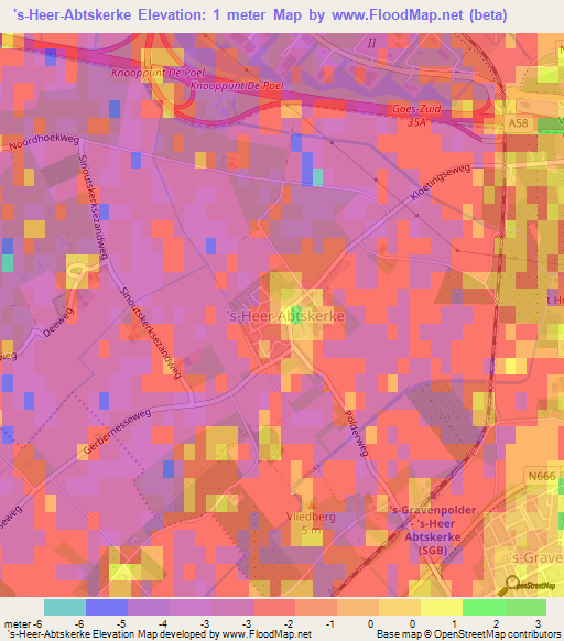 's-Heer-Abtskerke,Netherlands Elevation Map
