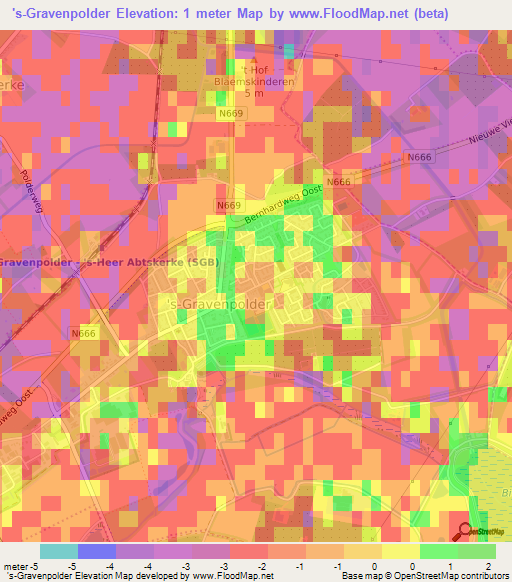's-Gravenpolder,Netherlands Elevation Map