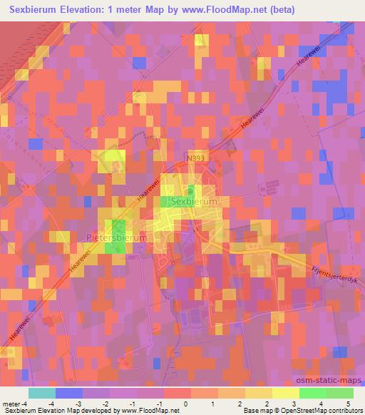 Sexbierum,Netherlands Elevation Map