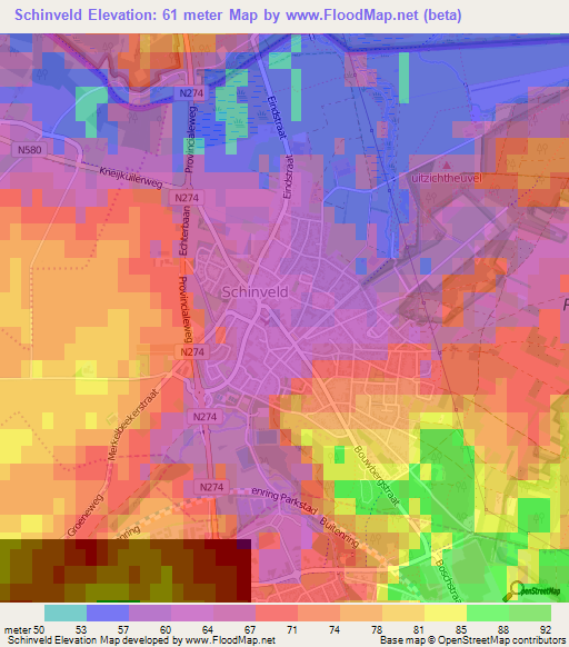 Schinveld,Netherlands Elevation Map