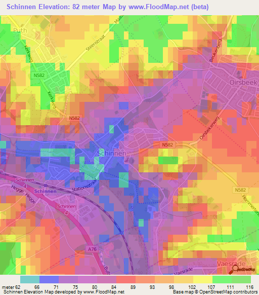 Schinnen,Netherlands Elevation Map