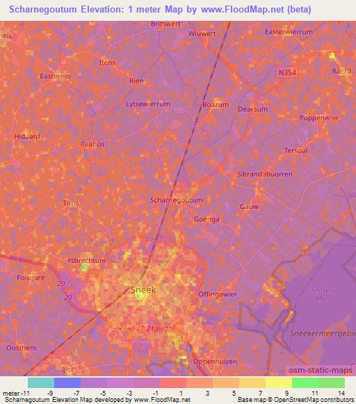 Scharnegoutum,Netherlands Elevation Map