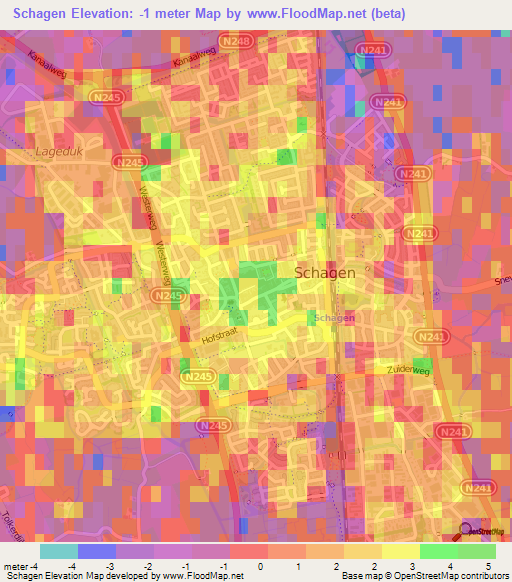 Schagen,Netherlands Elevation Map