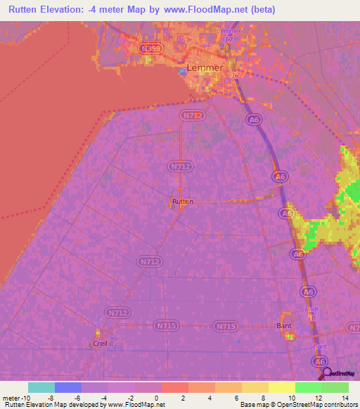 Rutten,Netherlands Elevation Map
