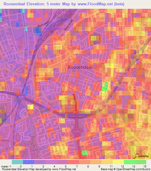 Roosendaal,Netherlands Elevation Map