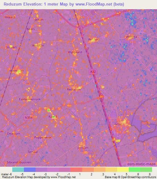 Reduzum,Netherlands Elevation Map