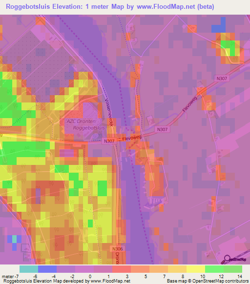 Roggebotsluis,Netherlands Elevation Map