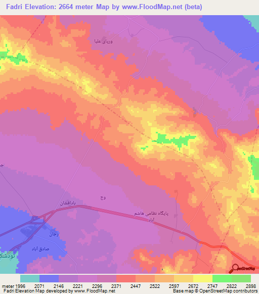 Fadri,Iran Elevation Map