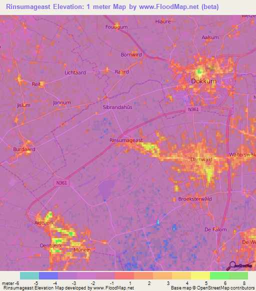 Rinsumageast,Netherlands Elevation Map