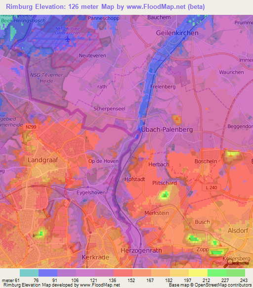 Rimburg,Netherlands Elevation Map