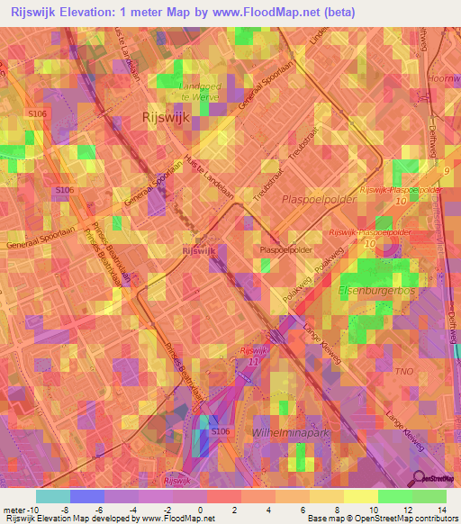 Rijswijk,Netherlands Elevation Map
