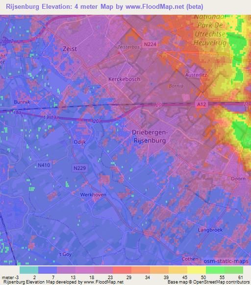 Rijsenburg,Netherlands Elevation Map