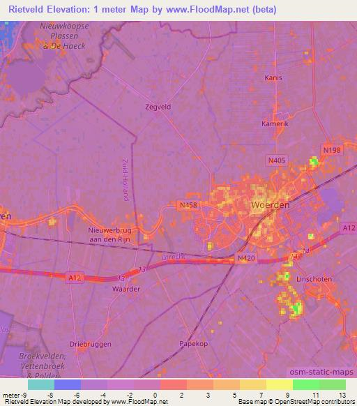 Rietveld,Netherlands Elevation Map