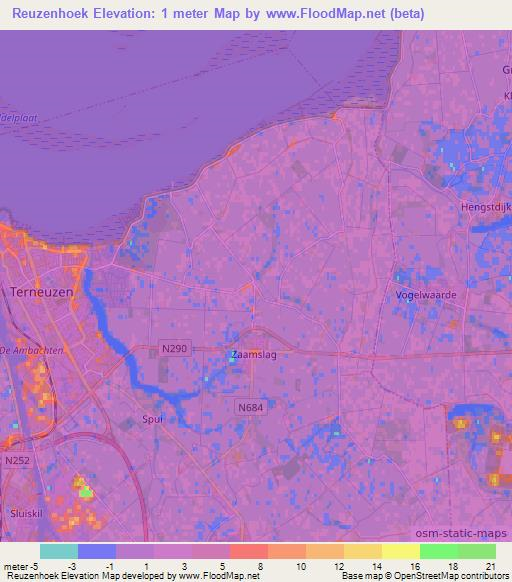 Reuzenhoek,Netherlands Elevation Map