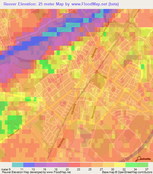 Reuver,Netherlands Elevation Map