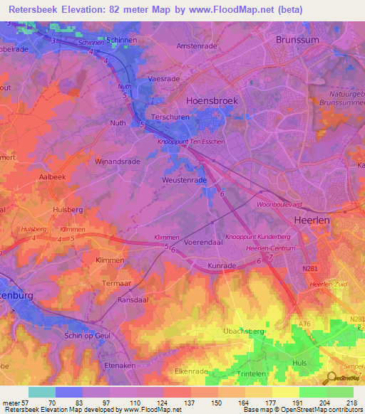 Retersbeek,Netherlands Elevation Map