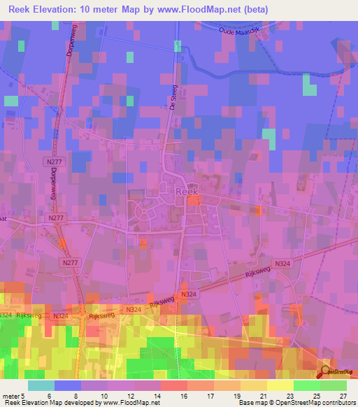 Reek,Netherlands Elevation Map