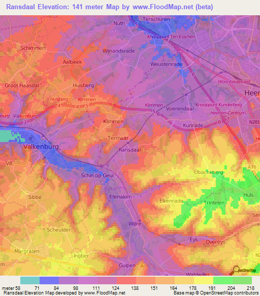 Ransdaal,Netherlands Elevation Map