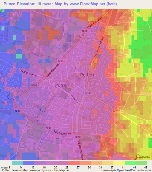 Putten,Netherlands Elevation Map