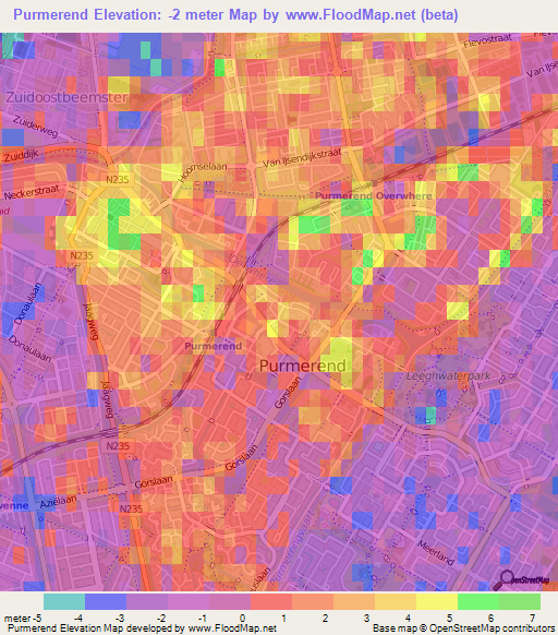 Purmerend,Netherlands Elevation Map