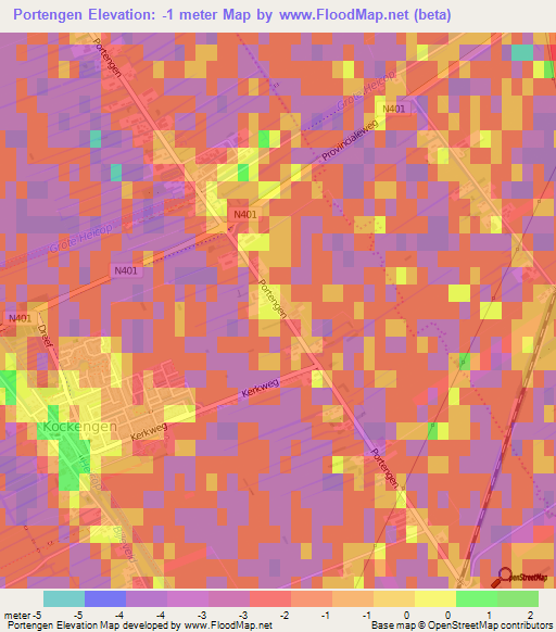 Portengen,Netherlands Elevation Map