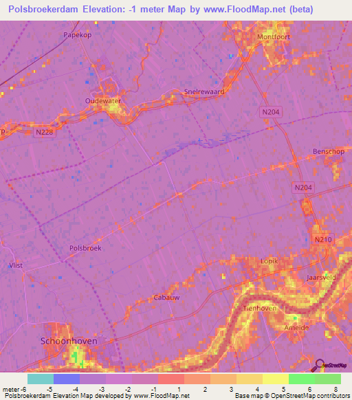 Polsbroekerdam,Netherlands Elevation Map
