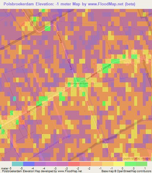 Polsbroekerdam,Netherlands Elevation Map