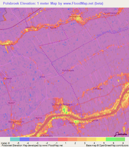 Polsbroek,Netherlands Elevation Map