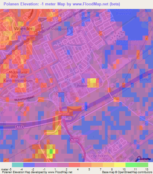 Polanen,Netherlands Elevation Map