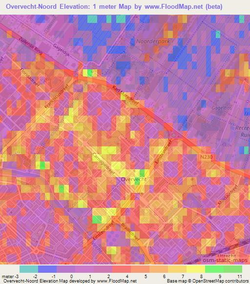 Overvecht-Noord,Netherlands Elevation Map
