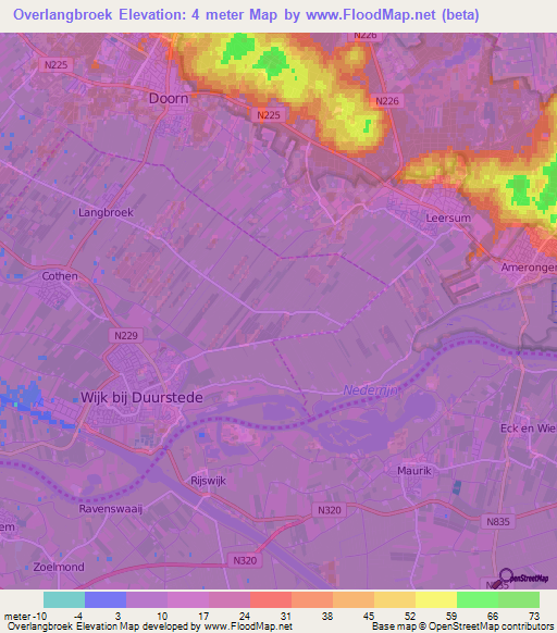 Overlangbroek,Netherlands Elevation Map