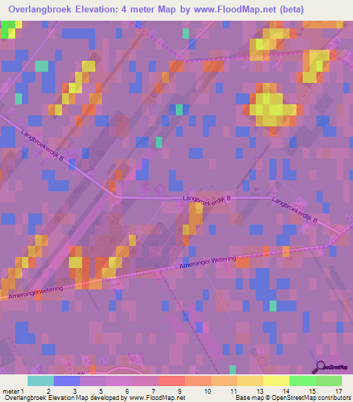 Overlangbroek,Netherlands Elevation Map