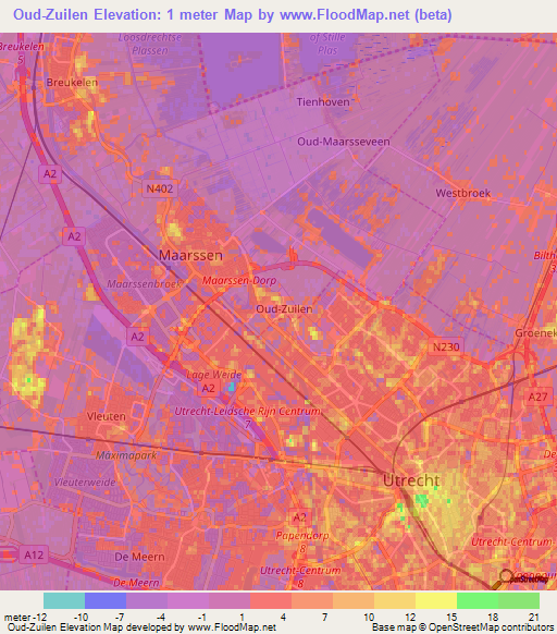 Oud-Zuilen,Netherlands Elevation Map
