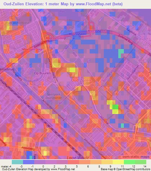 Oud-Zuilen,Netherlands Elevation Map