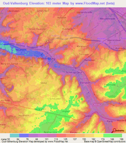 Oud-Valkenburg,Netherlands Elevation Map